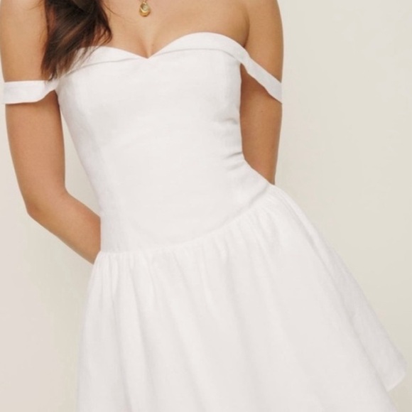 REFORMATION SORA LINEN DRESS WHITE-2 - Picture 3 of 5